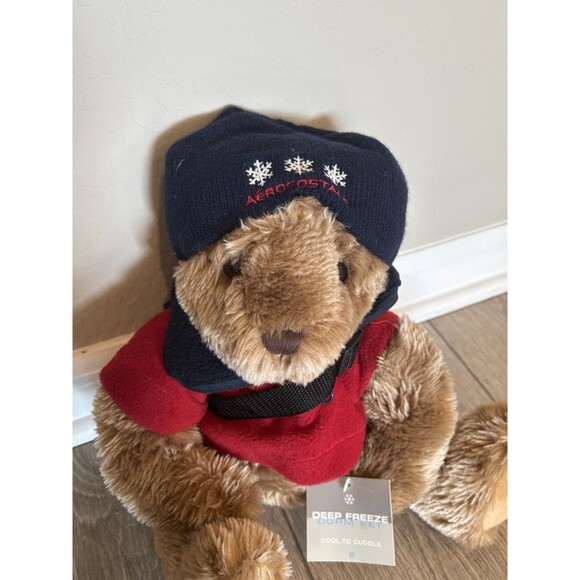 Aeropostale Teddy Bear Plush Aero Red Zip Up Fleece, Messenger Bag Vintage NWT - Picture 2 of 5